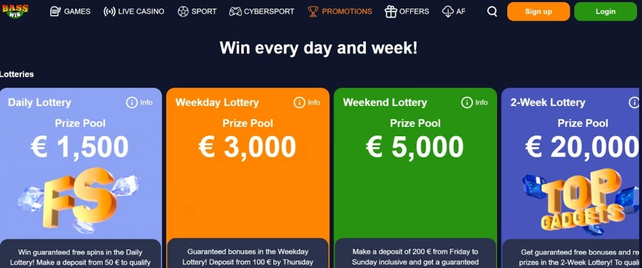 Bass Win Casino bonuses and promotions